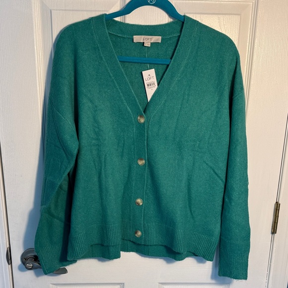 LOFT Sweaters - LOFT Green Knit Cardigan V-Neck Sweater
